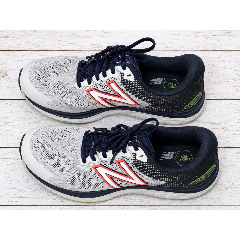 New Balance Fresh Foam 680v7 Running Shoes White Navy Pink W680LW7 Womens Size 8